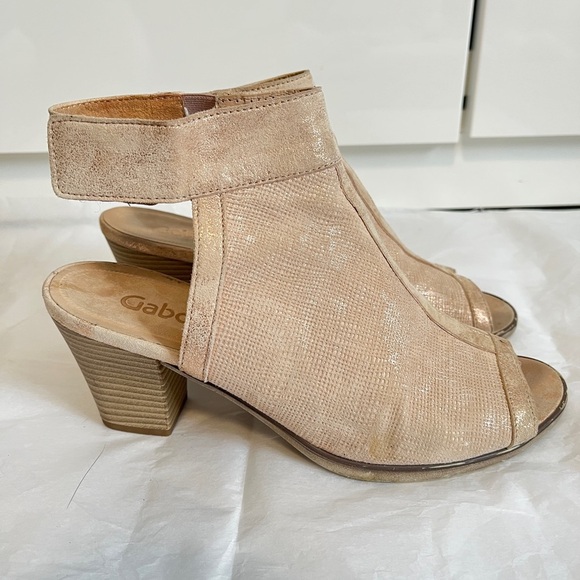 Gabor Women's Pink Leather Peep-Toe Block Heel Sandals, Sz 38.5 - Picture 7 of 13